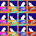 White Cats on Coloured Windows